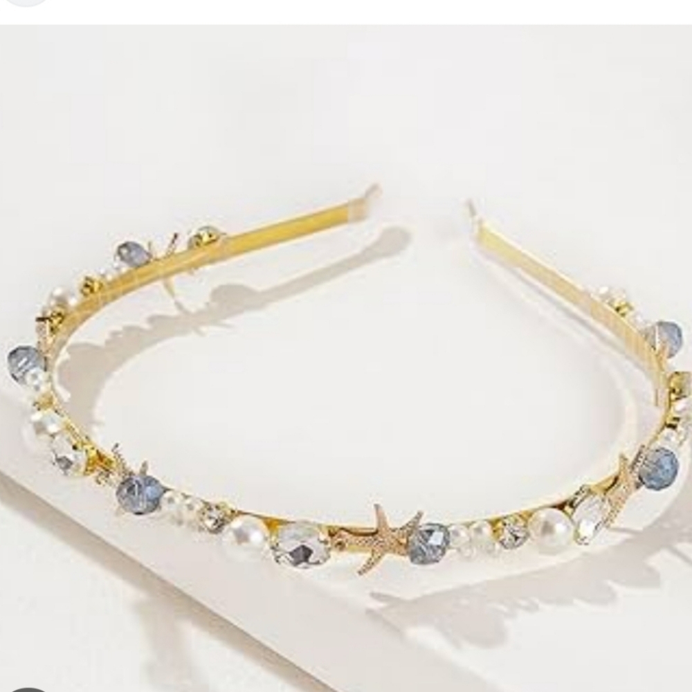 🌺Starfish Rhinestone Pearl Headband Beach Wear Hair Accessories - Picture 4 of 6